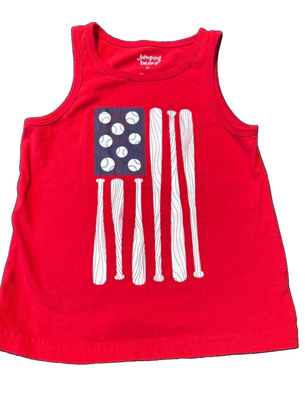 jumping beans Red Tank Top with Baseball Flag Graphic